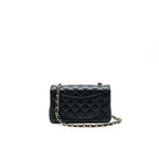 CHANEL MINI RECTANGULAR FLAP BAG BLACK LGHW LAMBSKIN