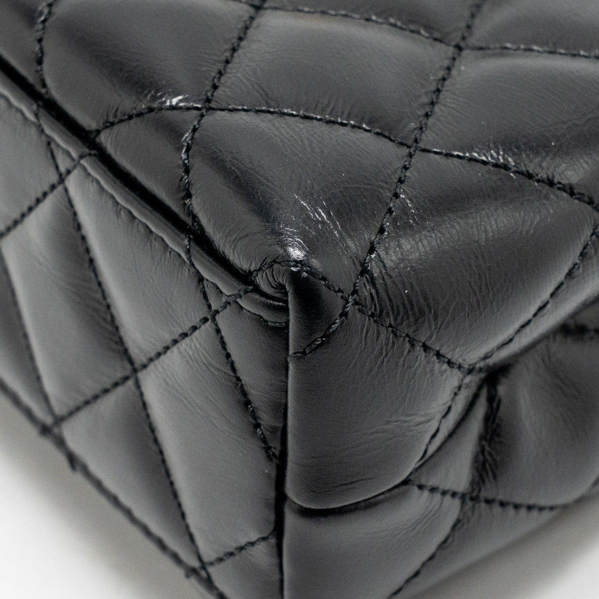 Chanel MINI KELLY SHOPPING TOTE BAG SHINY CRUMPLED CALFSKIN BLACK GHW (MICROCHIP)