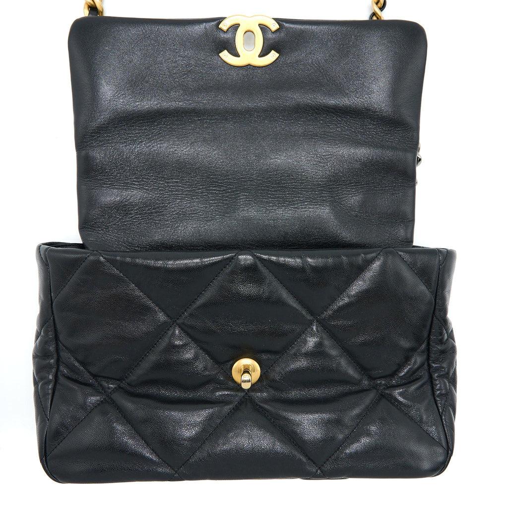 CHANEL MEDIUM 19 BAG GOATSKIN BLACK MULTICOLOUR HARDWARE