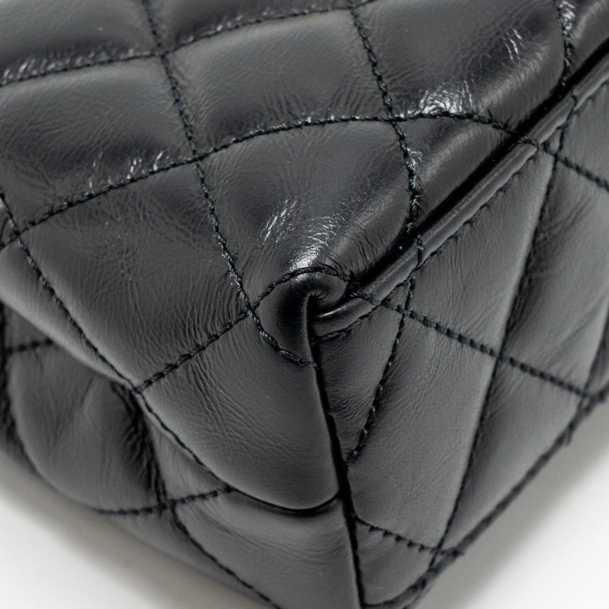 Chanel MINI KELLY SHOPPING TOTE BAG SHINY CRUMPLED CALFSKIN BLACK GHW (MICROCHIP)