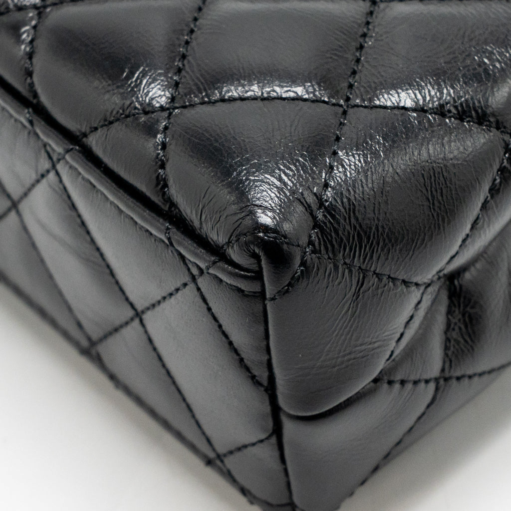 Chanel MINI KELLY SHOPPING TOTE BAG SHINY CRUMPLED CALFSKIN BLACK GHW (MICROCHIP)