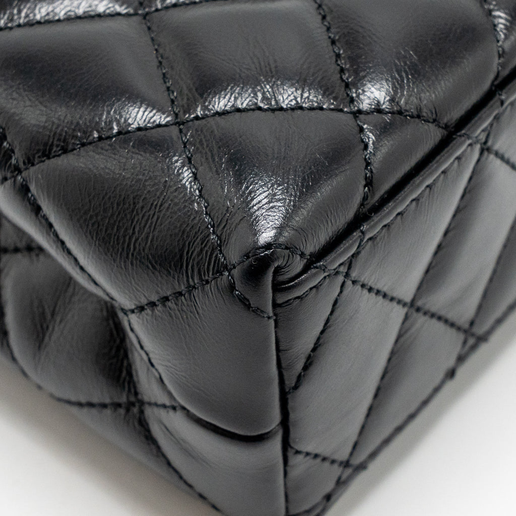 Chanel MINI KELLY SHOPPING TOTE BAG SHINY CRUMPLED CALFSKIN BLACK GHW (MICROCHIP)