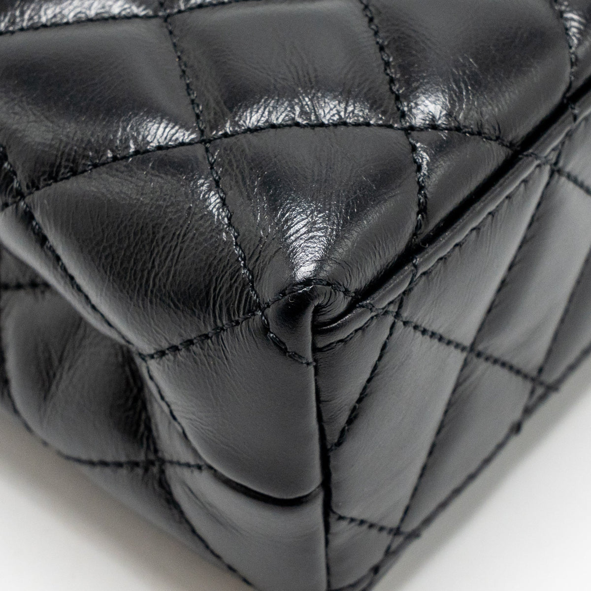 Chanel MINI KELLY SHOPPING TOTE BAG SHINY CRUMPLED CALFSKIN BLACK GHW (MICROCHIP)