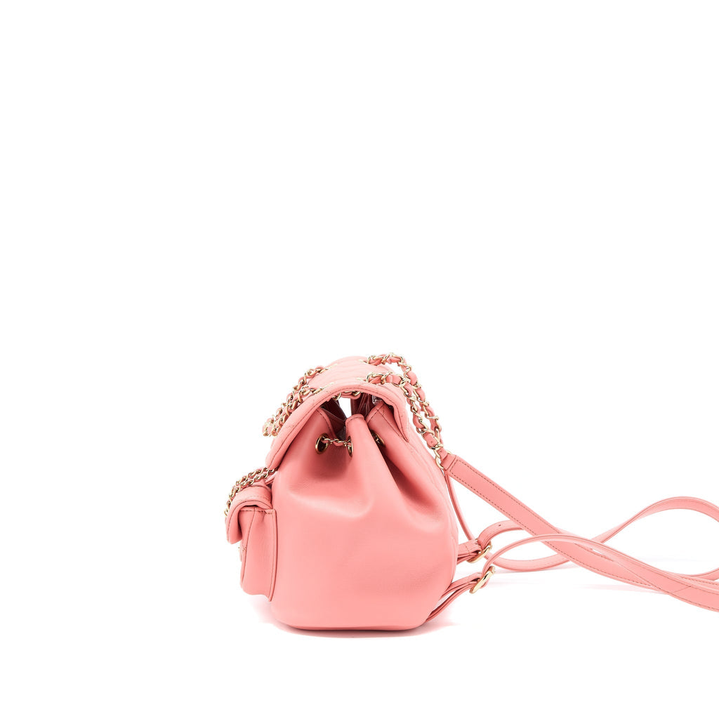 CHANEL DUMA MINI BACKPACK LAMBSKIN PINK LGHW(MICROCHIP)