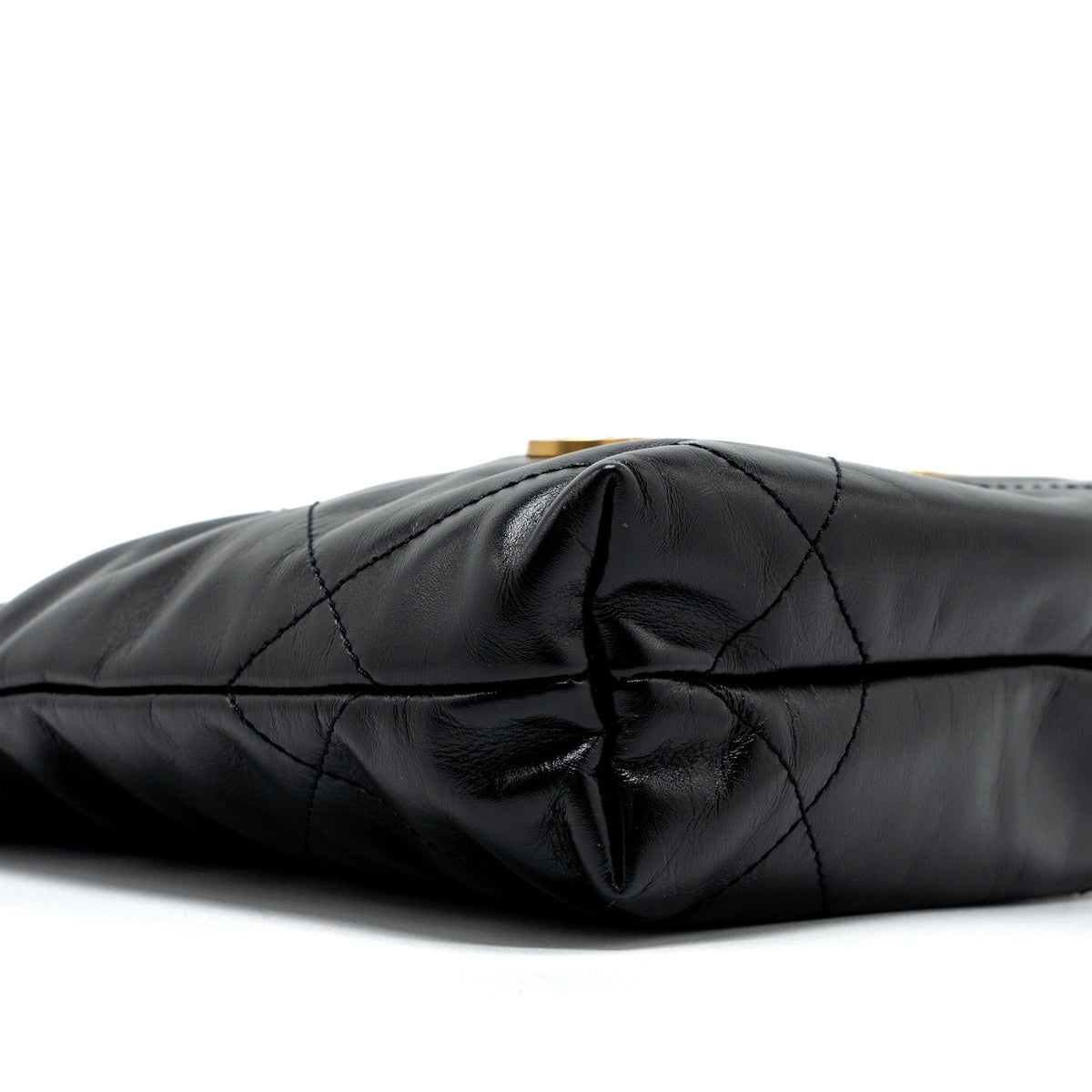 CHANEL 23S MINI 22 BAG SHINY CALFSKIN BLACK BRUSHED GHW (MICROCHIP)