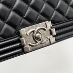 CHANEL MEDIUM BOY BAG LAMBSKIN BLACK RUTHENIUM HARDWARE