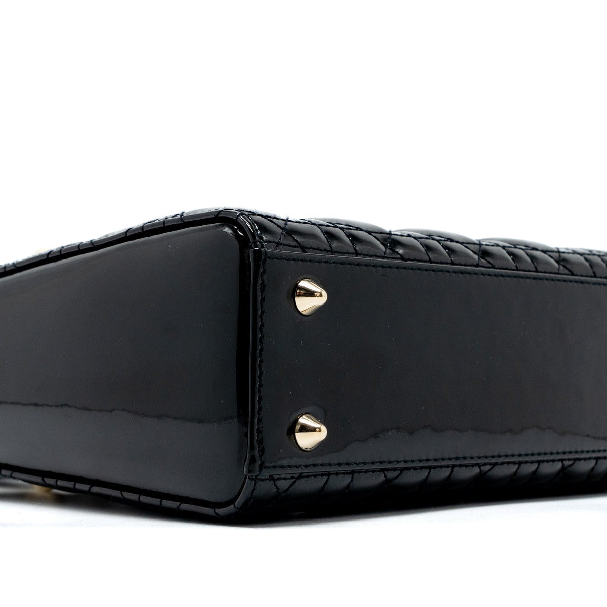 DIOR SMALL LADY DIOR BAG PATENT BLACK LGHW