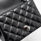 CHANEL MINI SQUARE FLAP BAG LAMBSKIN BLACK SHW (MICROCHIP)