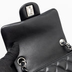 CHANEL MINI SQUARE FLAP BAG LAMBSKIN BLACK SHW (MICROCHIP)