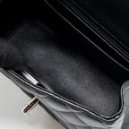CHANEL MINI SQUARE FLAP BAG LAMBSKIN BLACK SHW (MICROCHIP)