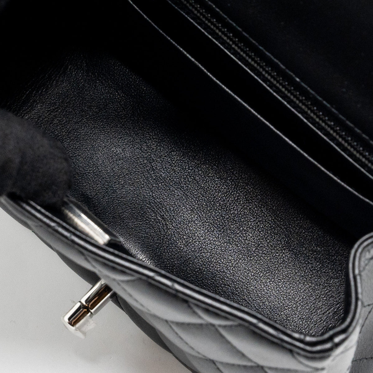 CHANEL MINI SQUARE FLAP BAG LAMBSKIN BLACK SHW (MICROCHIP)