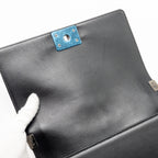 CHANEL MEDIUM BOY BAG LAMBSKIN BLACK RUTHENIUM HARDWARE
