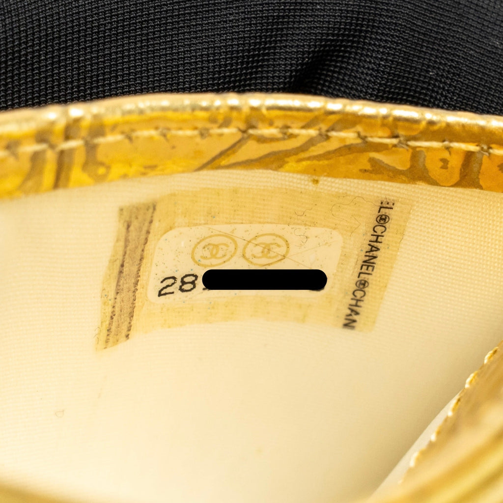 Chanel card holder croc-embossed calfskin gold metallic GHW