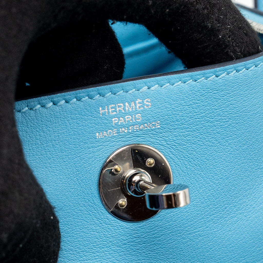 Hermes Mini Lindy Swift Blue de Nord SHW