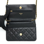 CHANEL CLASSIC WALLET ON CHAIN CAVIAR BLACK GHW (MICROCHIP)