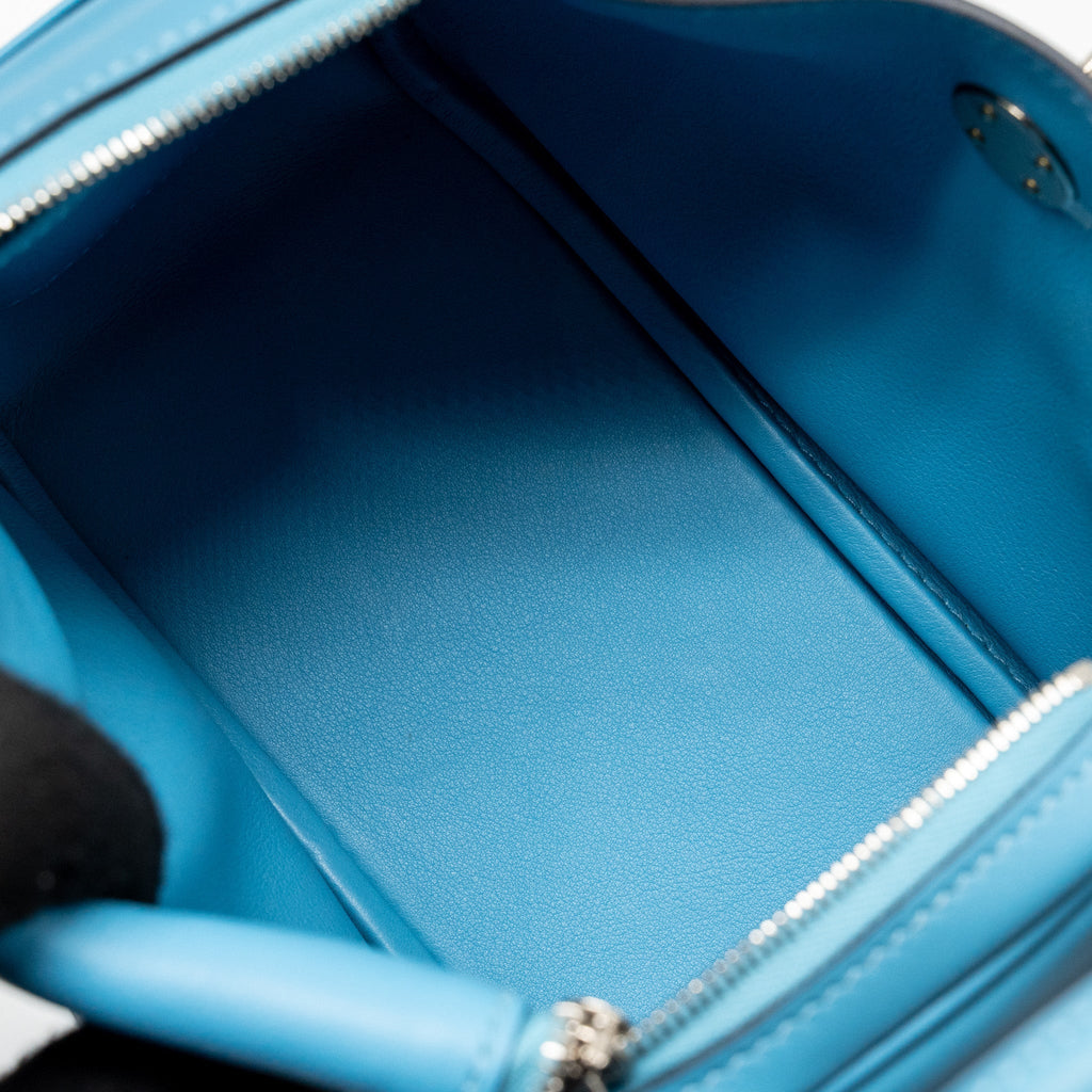 Hermes Mini Lindy Swift Blue de Nord SHW