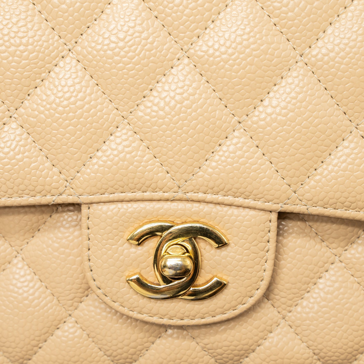 CHANEL MEDIUM CLASSIC DOUBLE FLAP BAG CAVIAR BEIGE GHW