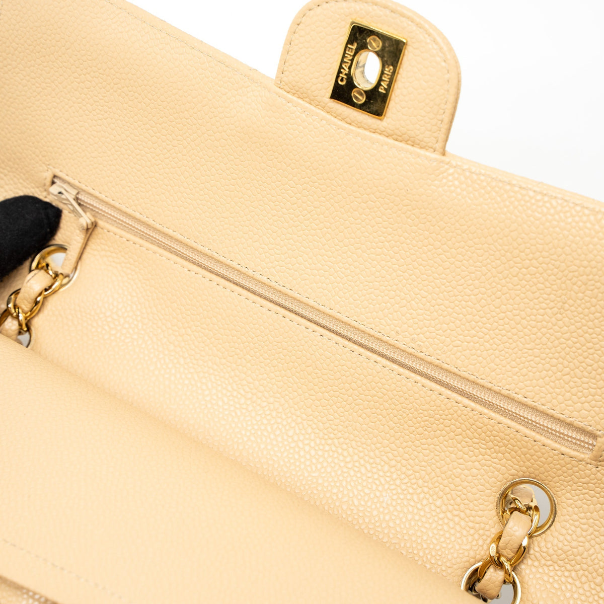 CHANEL MEDIUM CLASSIC DOUBLE FLAP BAG CAVIAR BEIGE GHW