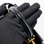 FENDI MINI PEEKABOO PATENT BLACK GHW