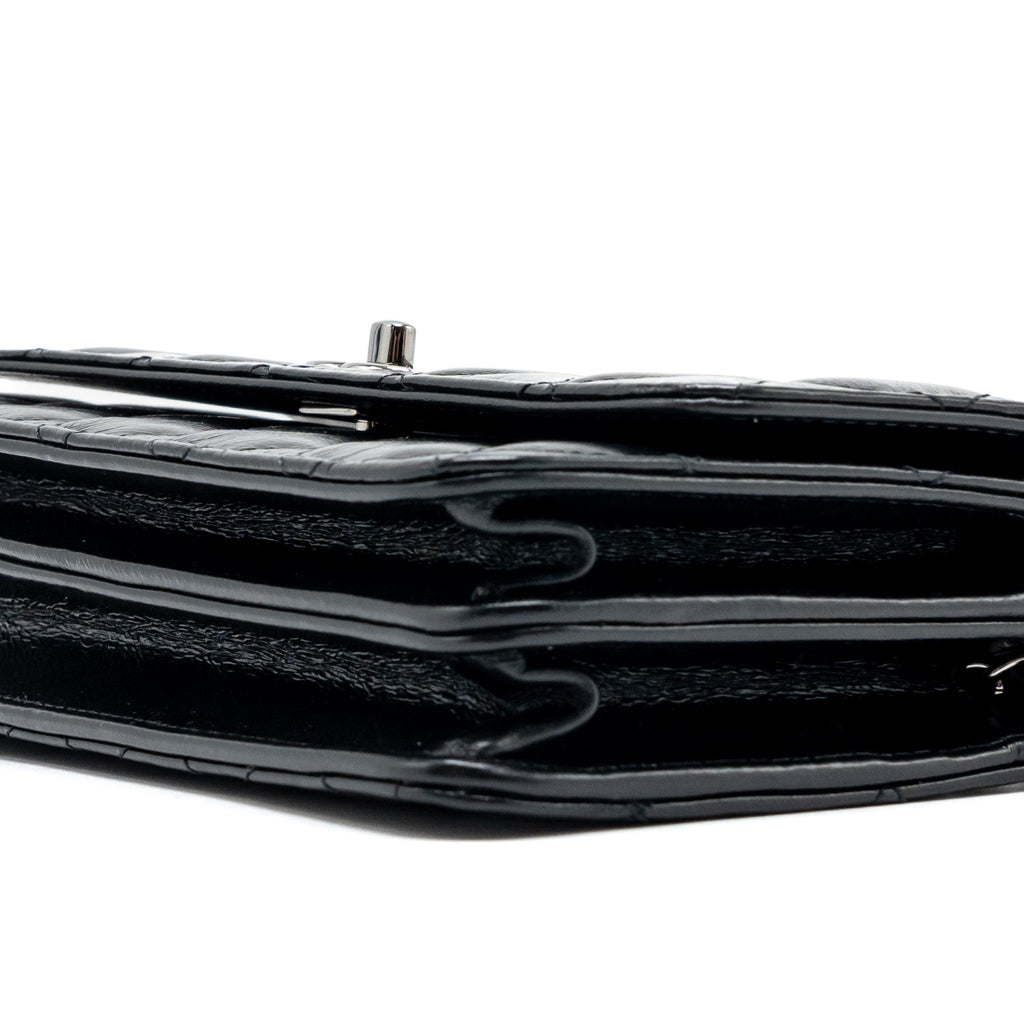 CHANEL CRYSTAL TOP HANDLE MINI FLAP BAG CALFSKIN BLACK WITH BLACK HARDWARE (MICROCHIP)