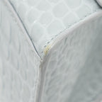 BALENCIAGA SMALL HOURGLASS BAG CROC-EMBOSSED CALFSKIN GREY SHW