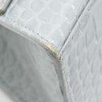 BALENCIAGA SMALL HOURGLASS BAG CROC-EMBOSSED CALFSKIN GREY SHW
