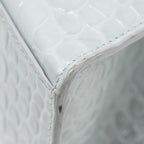 BALENCIAGA SMALL HOURGLASS BAG CROC-EMBOSSED CALFSKIN GREY SHW