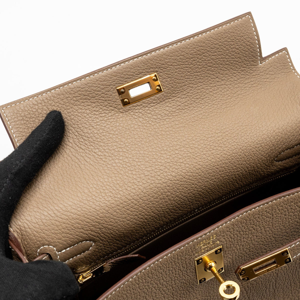 HERMES Kelly 25 Togo Etoupe GHW