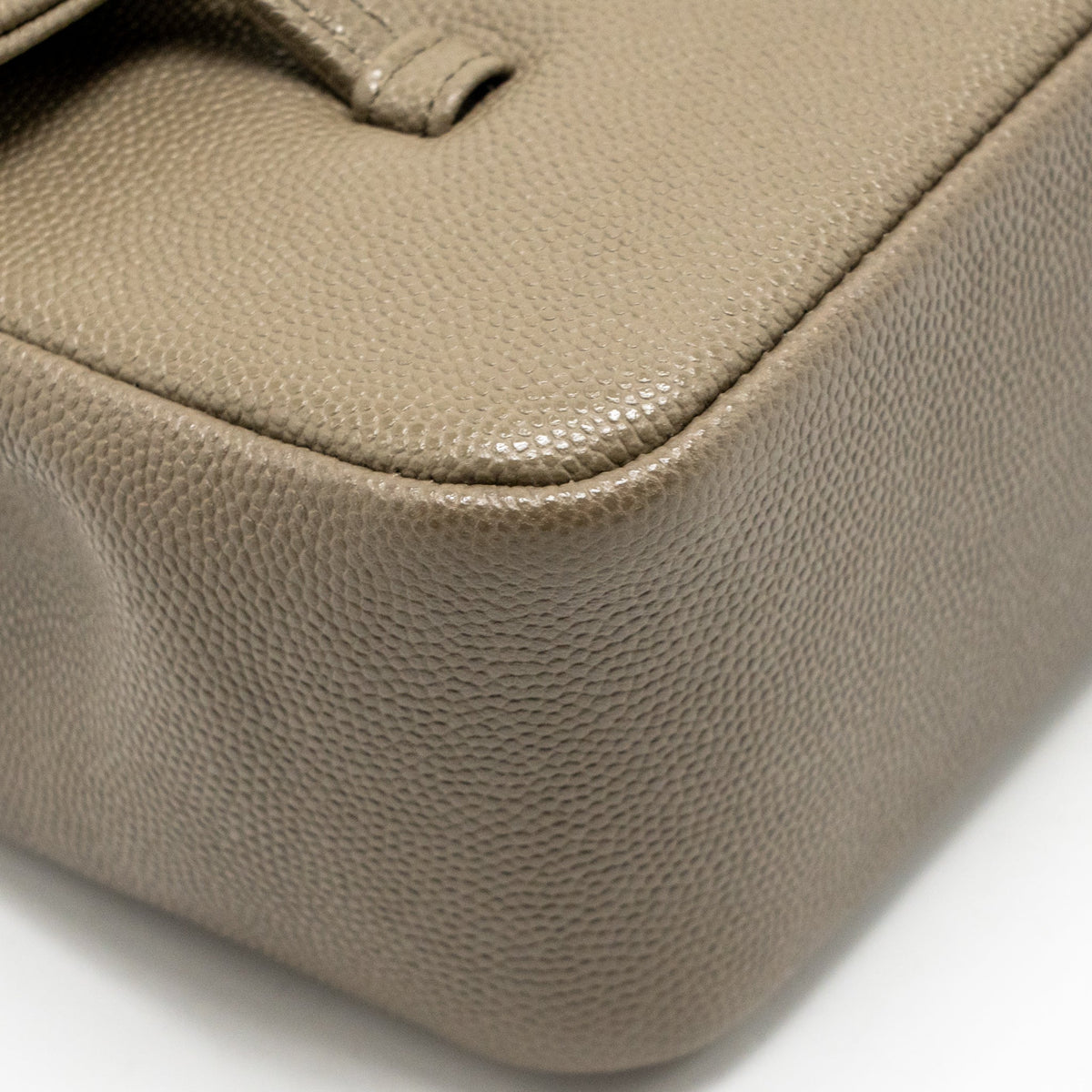 Chanel Small Preppy Coco Shoulder Flap Bag Grained Shiny Calfskin Dark Khaki GHW (Microchip)
