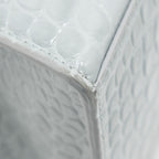 BALENCIAGA SMALL HOURGLASS BAG CROC-EMBOSSED CALFSKIN GREY SHW