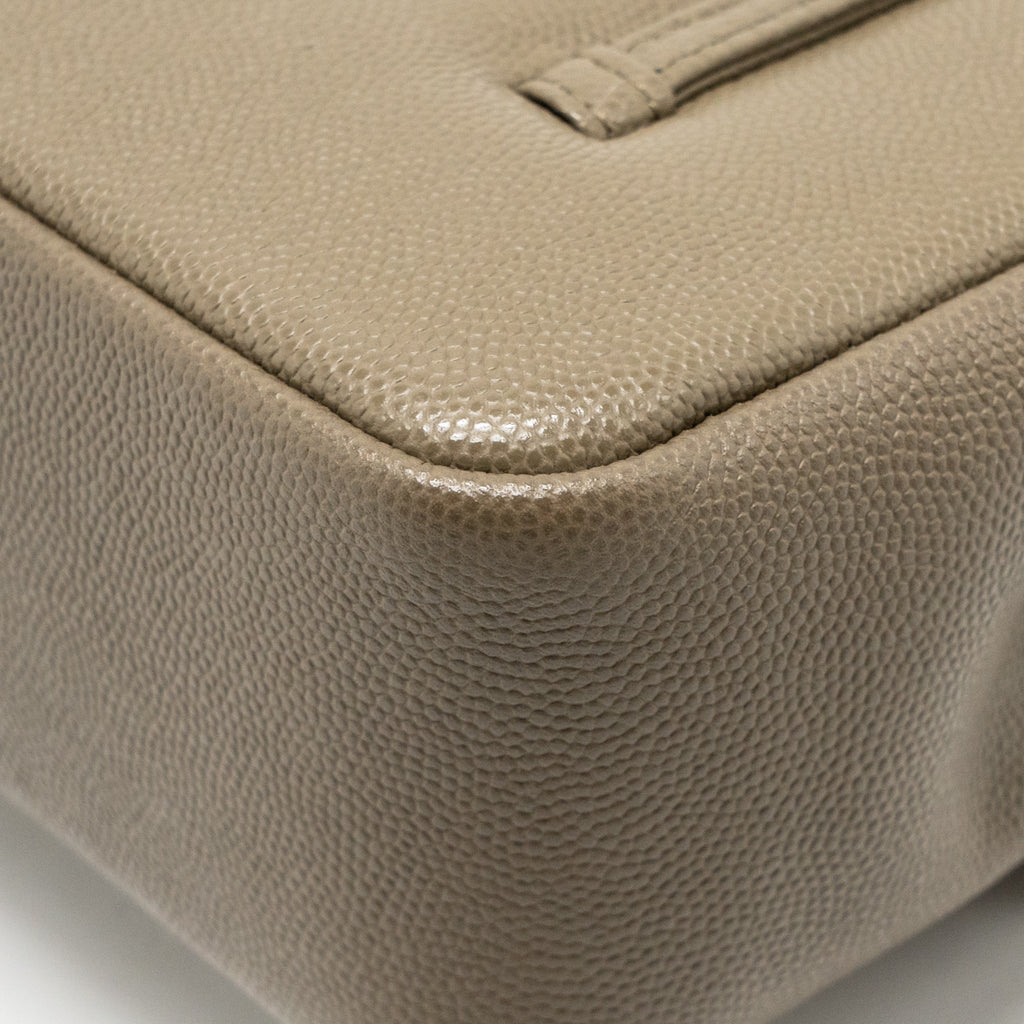 Chanel Small Preppy Coco Shoulder Flap Bag Grained Shiny Calfskin Dark Khaki GHW (Microchip)