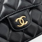 CHANEL 22B TOP HANDLE MINI FLAP CLUTCH LAMBSKIN BLACK GHW (MICROCHIP)