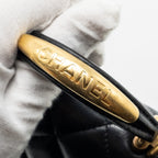 CHANEL 22B TOP HANDLE MINI FLAP CLUTCH LAMBSKIN BLACK GHW (MICROCHIP)