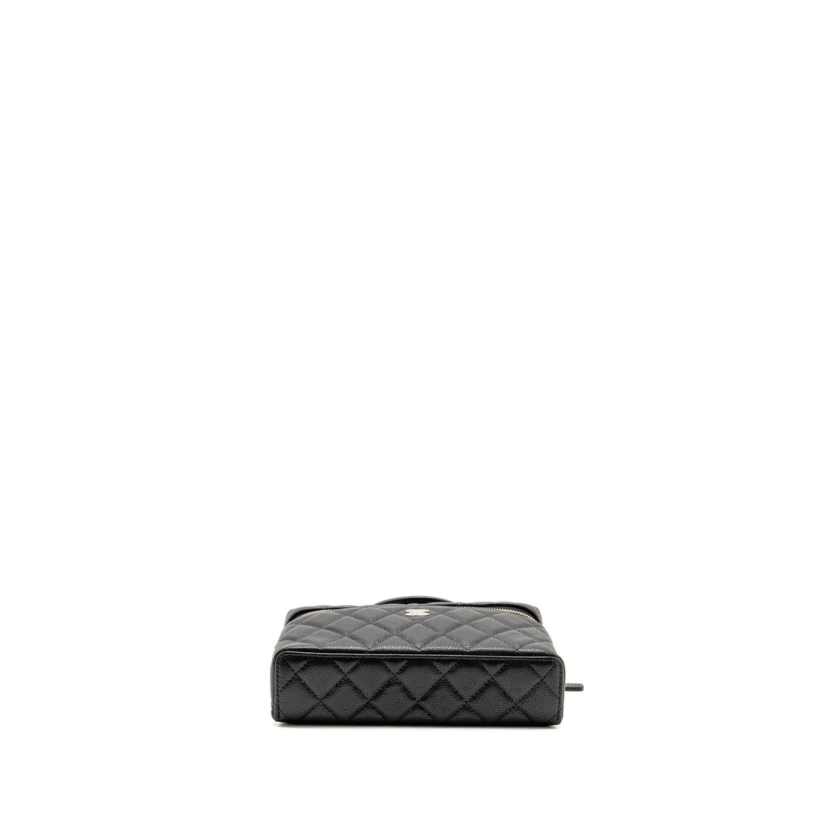 Chanel CC top Handle vanity with chain caviar black LGHW (microchip)
