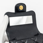 CHANEL 22B TOP HANDLE MINI FLAP CLUTCH LAMBSKIN BLACK GHW (MICROCHIP)