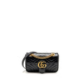 Gucci Small GG Marmont Shoulder bag Matelassé Chevron Leather Black GHW
