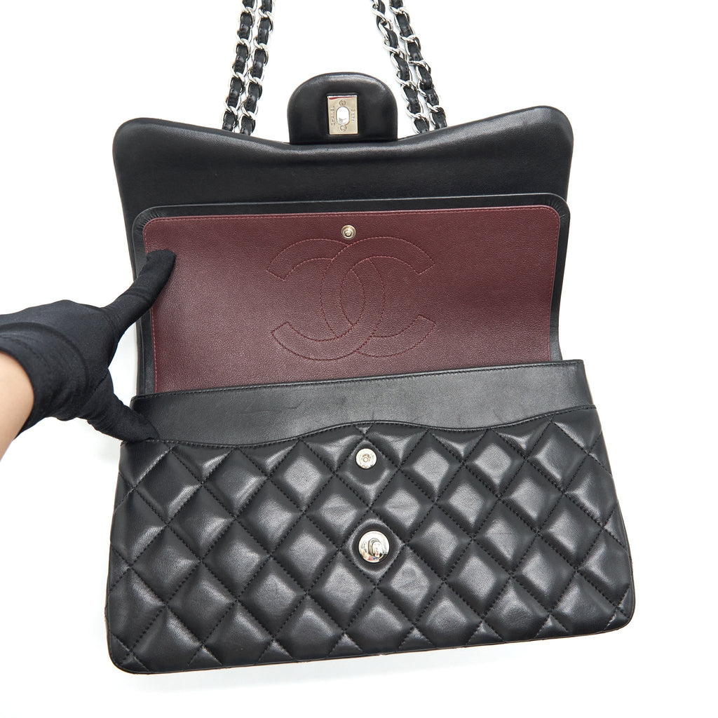 CHANEL JUMBO CLASSIC DOUBLE FLAP LAMBSKIN BLACK SHW
