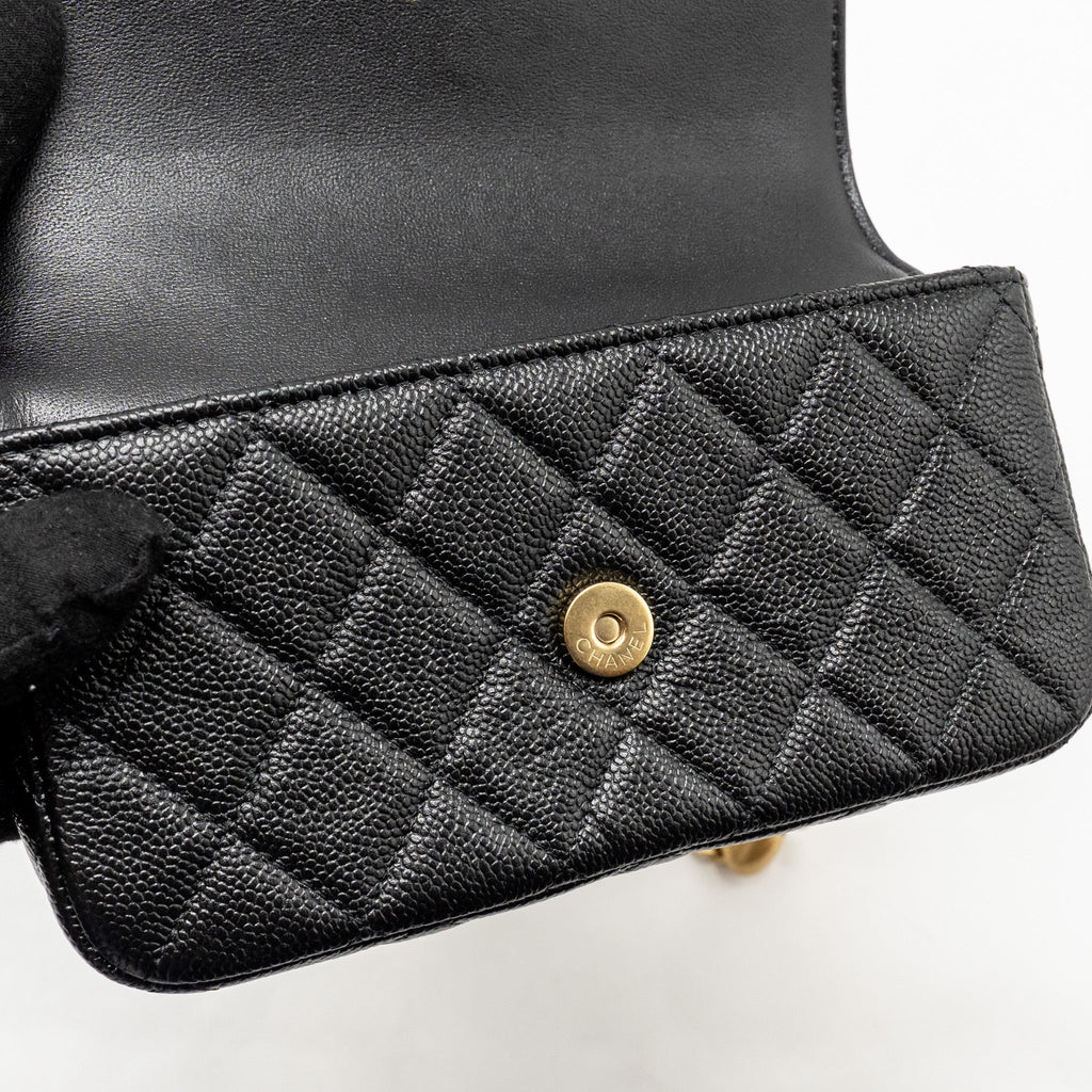 Chanel Coco Love Mini Flap Wallet on Chain Caviar Black GHW (Microchip)