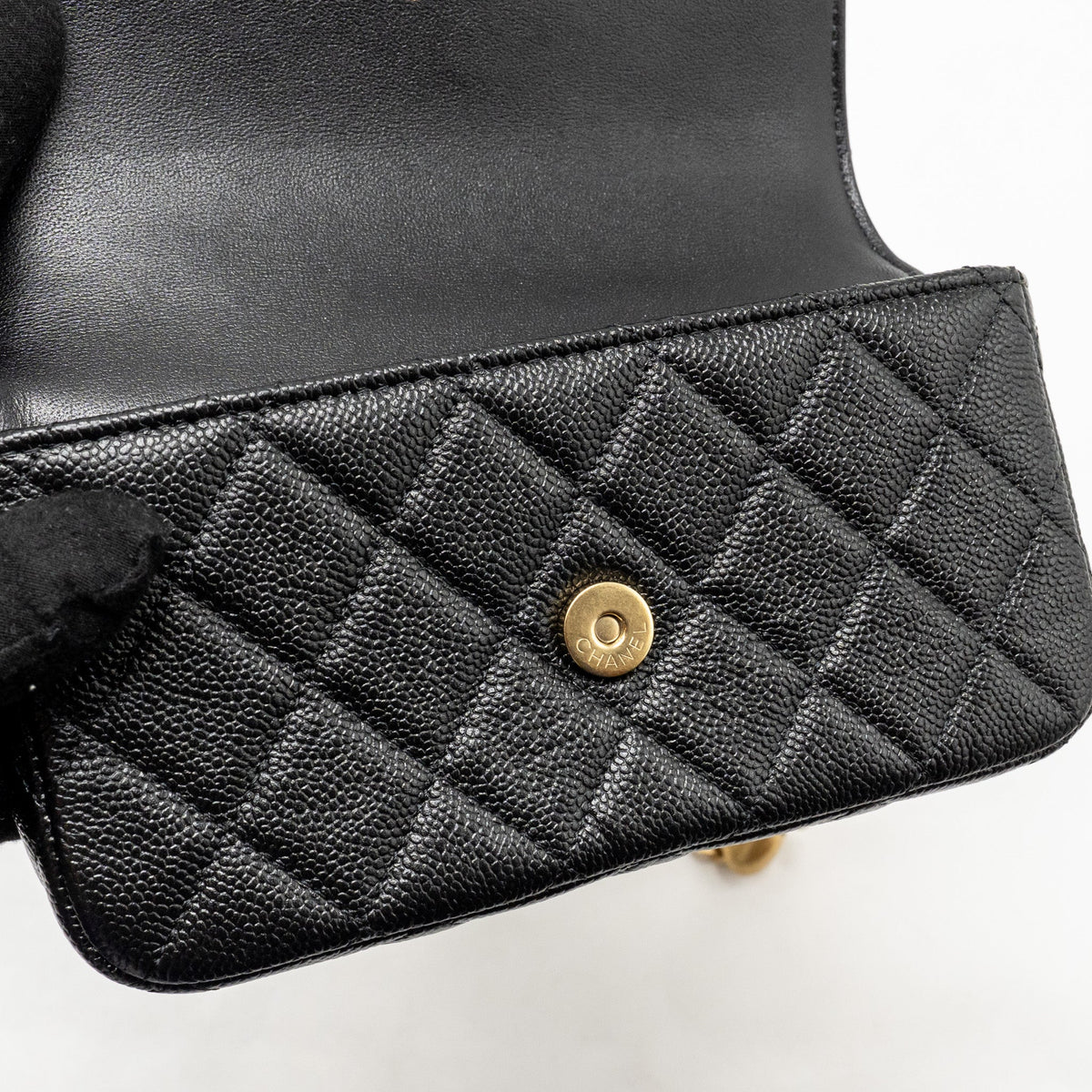 Chanel Coco Love Mini Flap Wallet on Chain Caviar Black GHW (Microchip)