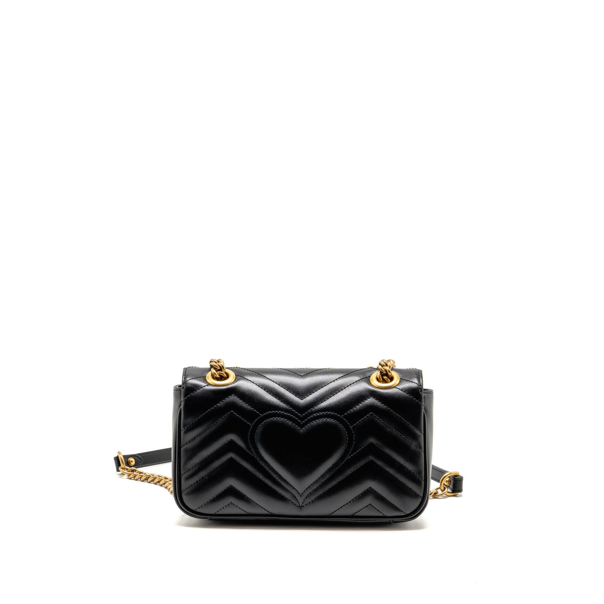 Gucci Small GG Marmont Shoulder bag Matelassé Chevron Leather Black GHW