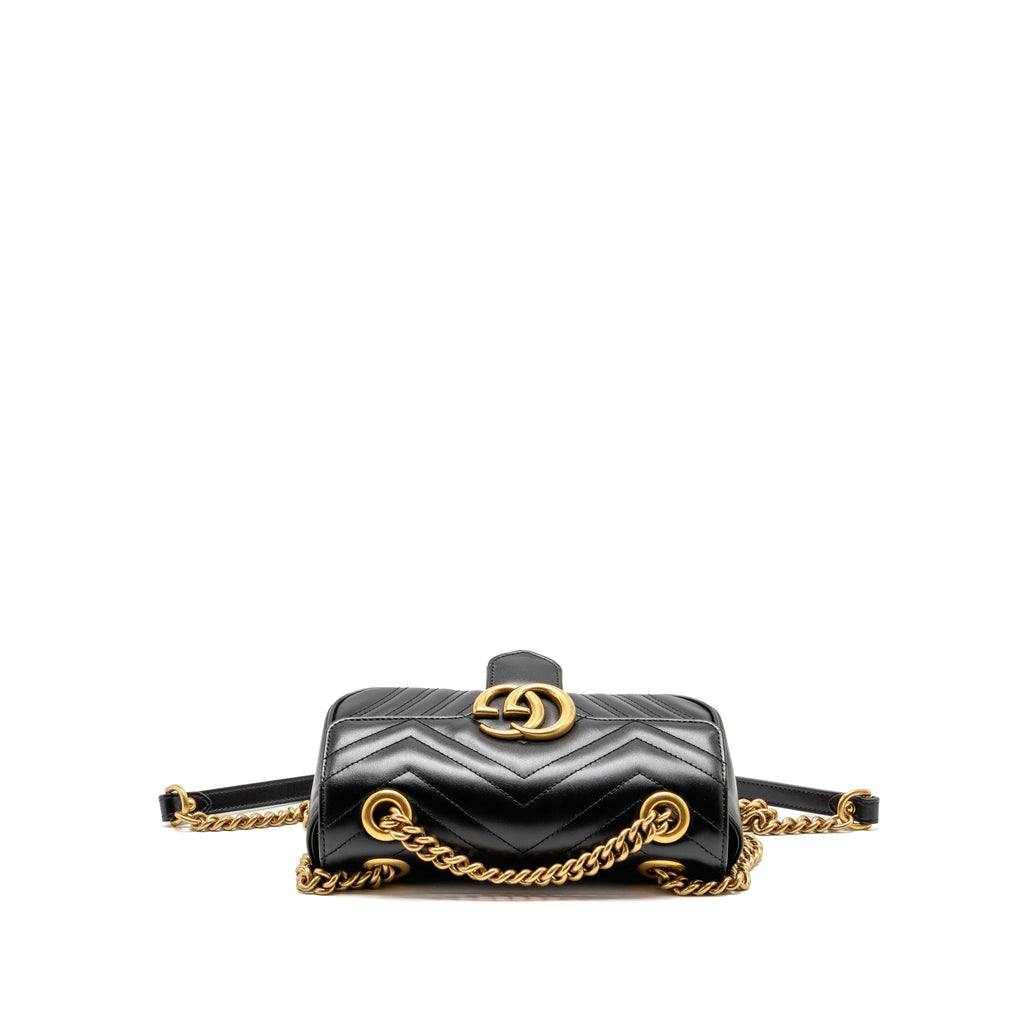 Gucci Small GG Marmont Shoulder bag Matelassé Chevron Leather Black GHW