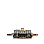 Gucci Small GG Marmont Shoulder bag Matelassé Chevron Leather Black GHW