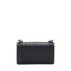 CHANEL MEDIUM BOY BAG LAMBSKIN BLACK RUTHENIUM SLIVER HARDWARE