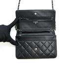 CHANEL CLASSIC WALLET ON CHAIN LAMBSKIN BLACK SHW