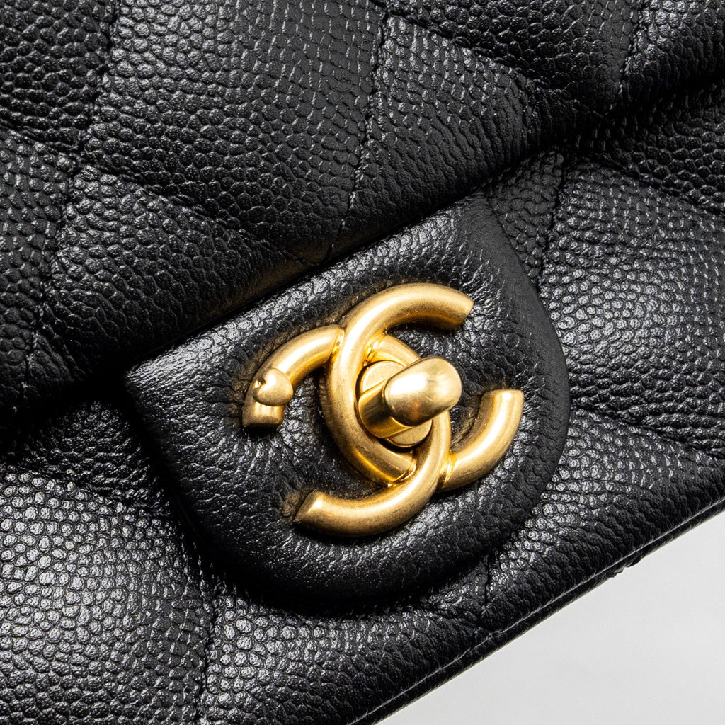 CHANEL COCO LOVE MINI FLAP BAG ADJUSTABLE CHAIN CAVIAR BLACK GHW (MICROCHIP)