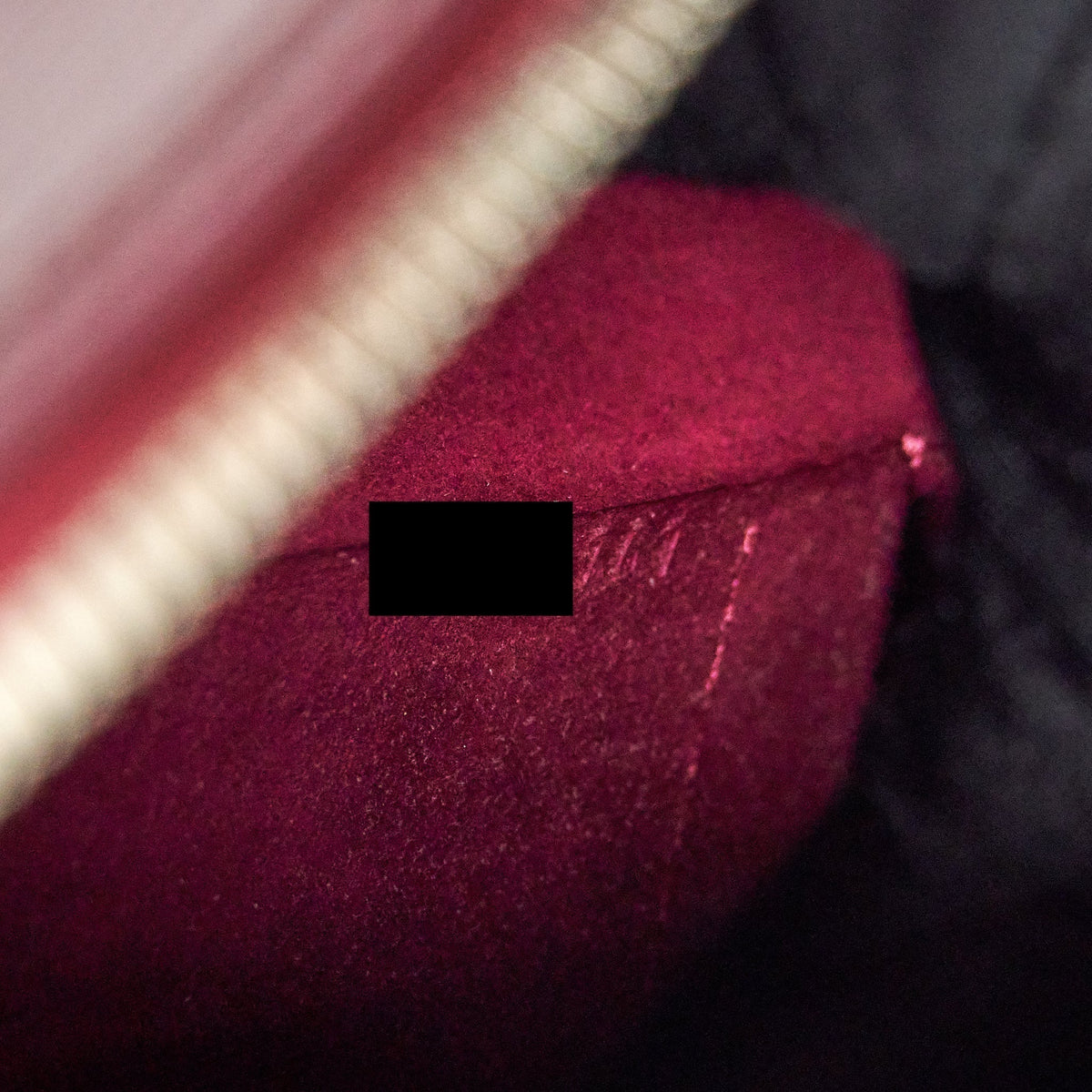 LOUIS VUITTON ALMA PM EPI DARK RED SHW WITH INITIAL J.Y ON KEY TAG