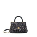 CHANEL SMALL TWEED COCO HANDLE 24CM BLACK GHW