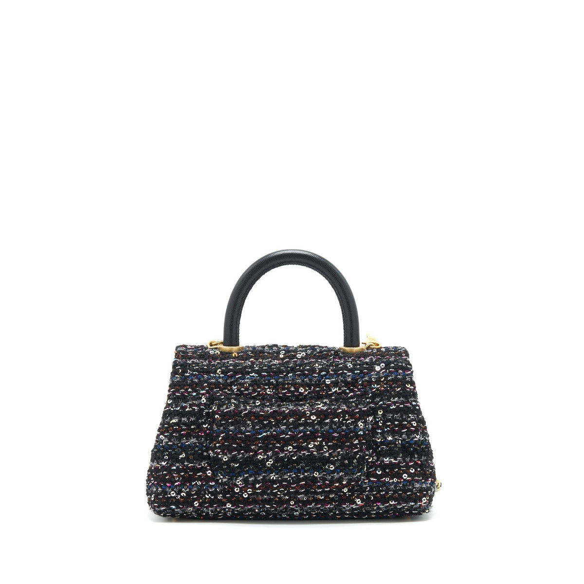CHANEL SMALL TWEED COCO HANDLE 24CM BLACK GHW