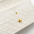 CHANEL VINTAGE MEDIUM CLASSIC DOUBLE FLAP BAG LAMBSKIN WHITE GHW