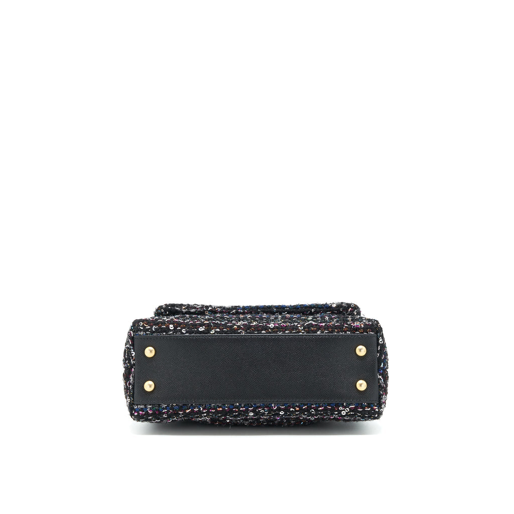 CHANEL SMALL TWEED COCO HANDLE 24CM BLACK GHW